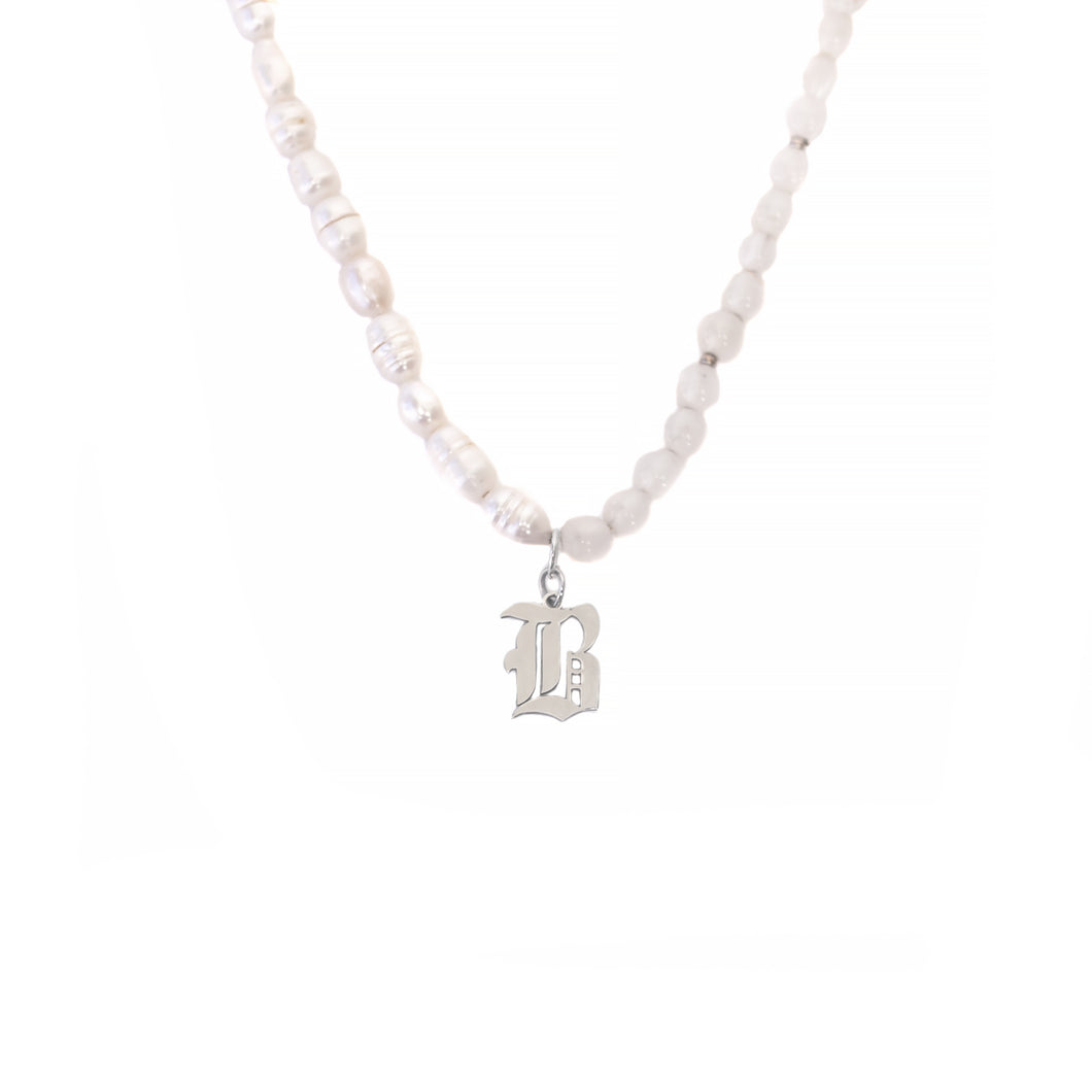 Selenite Crystal Bead + Freshwater Pearl necklace